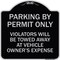 Signmission Parking by Permit Violators Towed Away Vehicle Owners Expense Alum Sign, 18" L, 18" H, BS-1818-23451 A-DES-BS-1818-23451 - alternate 1